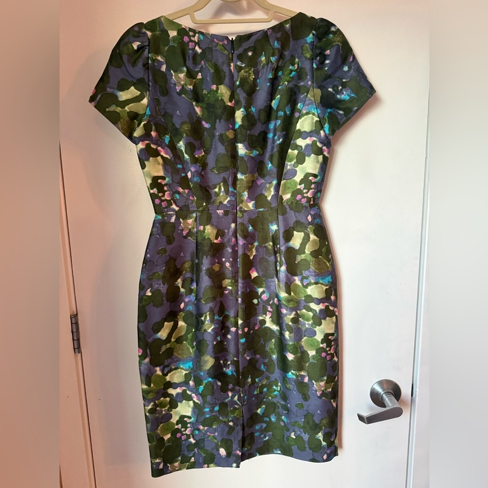 J. Crew Multi Floral Watercolor Print Midi Sheath Dress - Picture 2 of 3